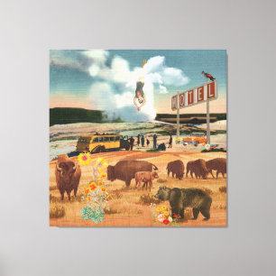 Toile Geyser Tour avec Buffalo & Bear Surreal Collage