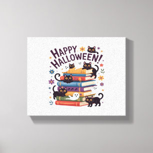 Toile Ghost Cat Lecture Livres Lover Cadeaux Halloween S