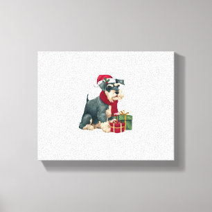 Toile Giant Schnauzer Chien vêtements de Noël Santa Hat 