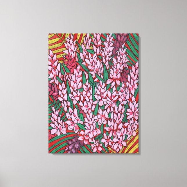 Toile Gingembre de cône rose Alpinia Fleurs tropicales F (Recto)
