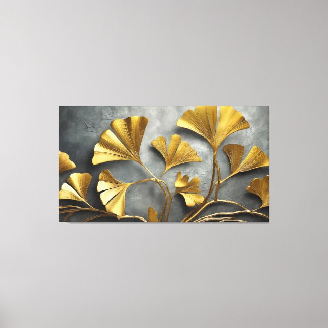 Toile Ginkgo doré : Métal Art (Recto)