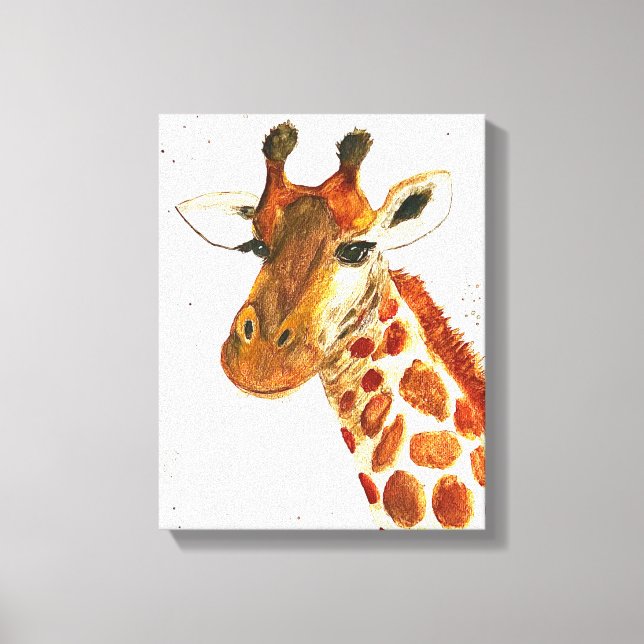 Toile Girafe aquarelle animaux Safari African Jungle (Recto)