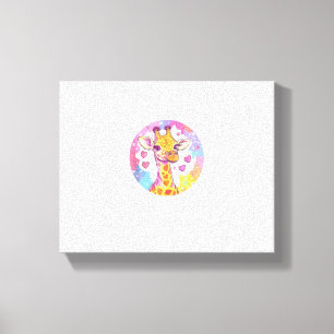Toile Girafe Avec des coeurs Amour Coloré Adorable 