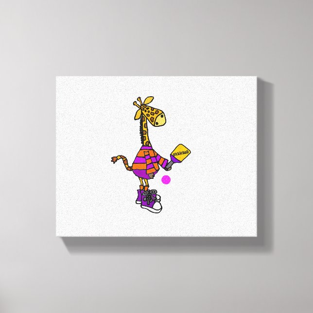 Toile Girafe drôle jouant au pickleball  (Recto)