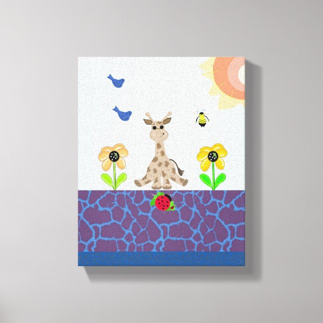 Toile Girafe fantaisiste dans un paysage naturel (Recto)
