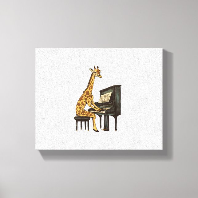 Toile Girafe Mignonne Jouant du Piano Girafes Musicien M (Recto)