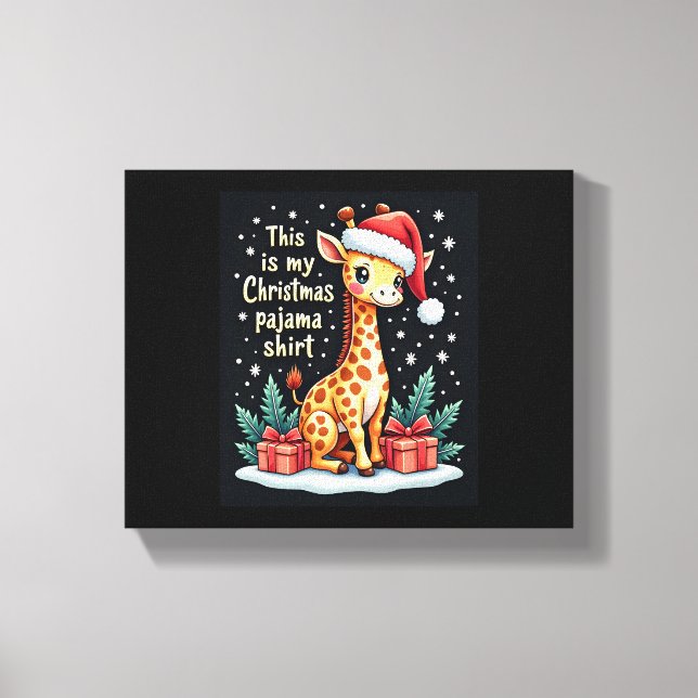 Toile Girafe portant le chapeau de Noël correspondant Pa (Recto)