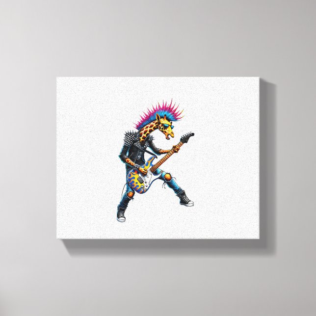 Toile Girafe Punk Drôle, Girafe Goth Rock'n Roll, Guit (Recto)