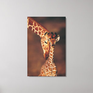 Toile Giraffe adulte avec veau (Giraffa camelopardalis)