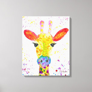 Toile Giraffe Animaux Abstraits Sauvages Cute Art Arc-en