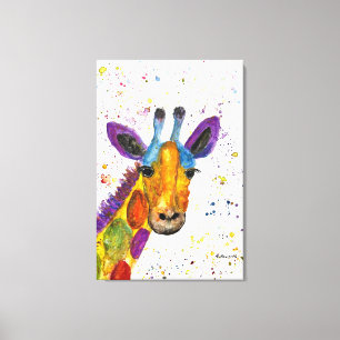 Toile Giraffe Animaux Abstraits Sauvages Cute Art Arc-en
