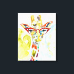 Toile Giraffe de pantalons<br><div class="desc">Cette impression d'aquarelle présente une girafe colorée en lunettes | Par Jennifer Goldberger</div>