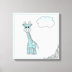 Toile Giraffe mignonne avec les coeurs et les nuages