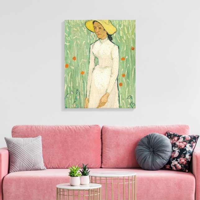 Toile Girl in White Van Gogh Canvas Print (Insitu(Salon))