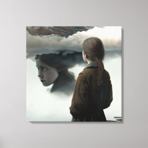 Toile Girl with clouds