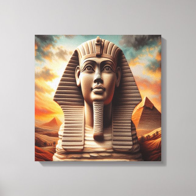 Toile Giza Sphinx Head avec Pyramides Egypte Travel (Recto)