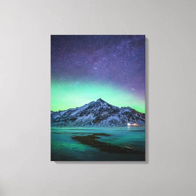 Toile Glace et neige | Aurora Borealis Voie Lactée Islan (Recto)