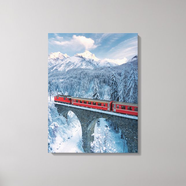 Toile Glace et neige | Train Express Red Bernina Suisse (Recto)