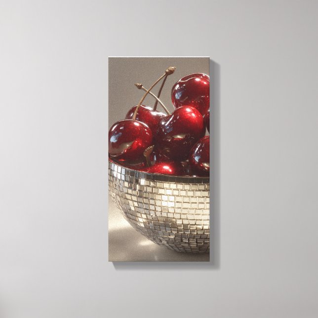 Toile Glam Disco Bowl Cherries Still Life Pop Art  (Recto)