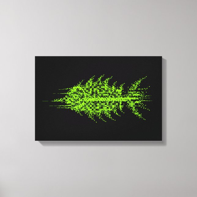 Toile Glitch Pixel Code Fish Wall Art (Recto)