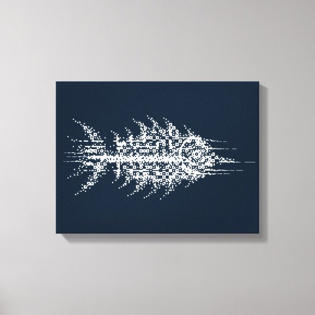 Toile Glitch Pixel White Fish Wall Art (Recto)
