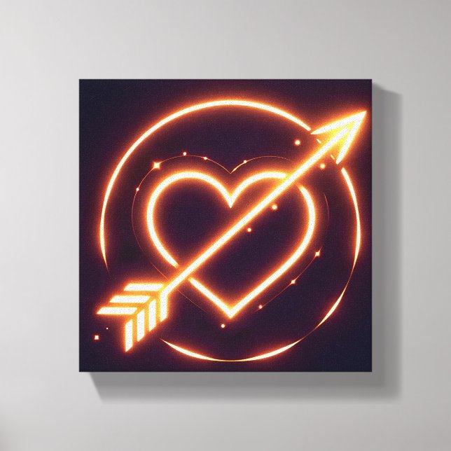 Toile glowing image of a heart with cupid's arrow (Recto)