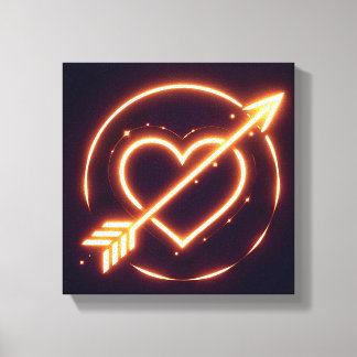 Toile glowing image of a heart with cupid's arrow