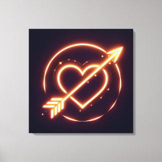 Toile glowing image of a heart with cupid's arrow