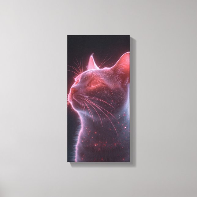 Toile Glowy Pink Cat Face Art Print (Recto)