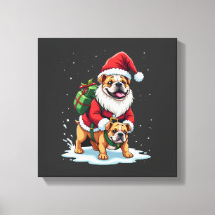 Toile Gnome à cheval sur un bouledogue anglais Noël Xmas