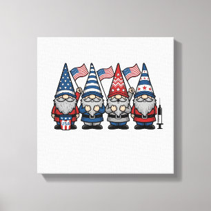 Toile Gnome infirmière patriotique Gravure vintage vecto