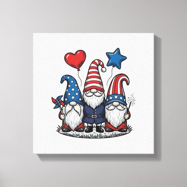 Toile Gnome patriotique gravure vintage design vectoriel (Recto)
