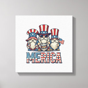 Toile Gnome Patriotique Merica Design Vector Vintage_1