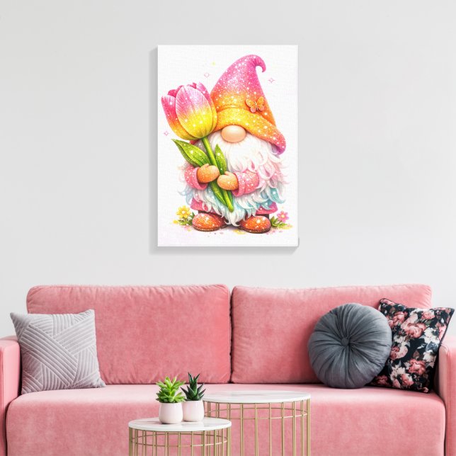 Toile Gnome tenant une tulipe  (Insitu(Salon))