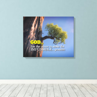 Toile God Can Make Impossible Possible -Cliffside Tree