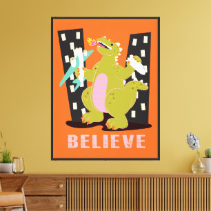 Toile God-zilla Monster rétro mod pop art
