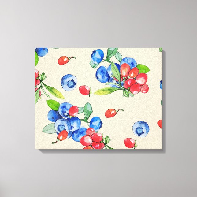 Toile Goji, bleuet : aquarelle motif. (Recto)