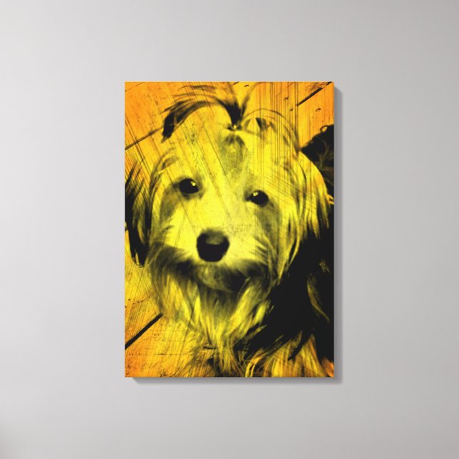 Toile Gold Amber Grunge Yorkshire Terrier Wall Art (Recto)