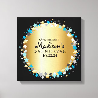 Toile GOLD Aqua Gold Stars Bat mitzvah Connexion