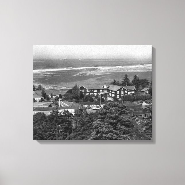 Toile Gold Beach, Oregon Town View et Sunset Inn (Recto)