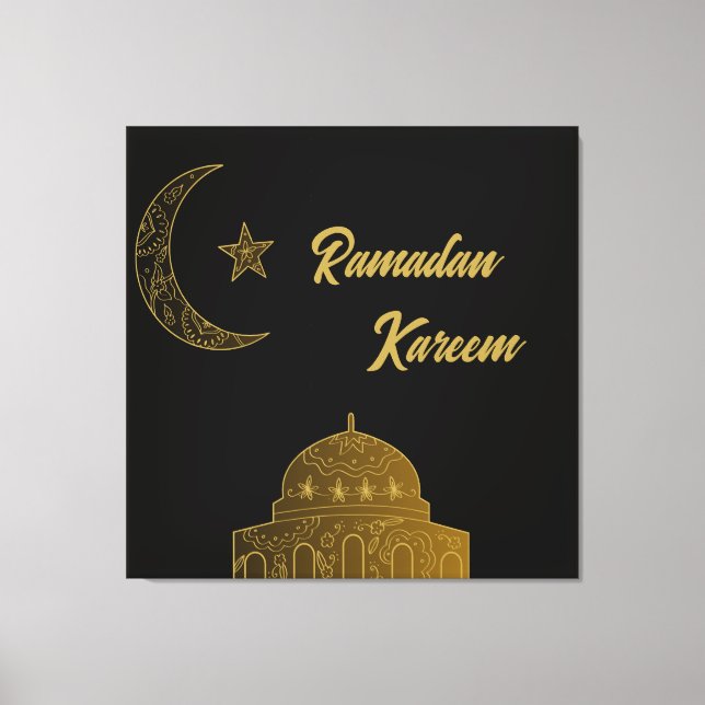 Toile Gold et Black Happy Ramadan Kareem 2024 (Recto)