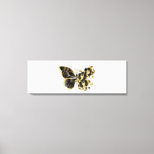 Toile Gold flower Butterfly with Black Orchid (Recto)