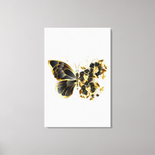 Toile Gold flower Butterfly with Black Orchid