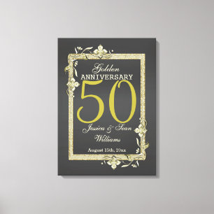 Toile Gold Gem & Parties scintillant 50e Mariage d'or