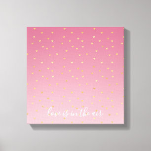 Toile Gold Hearts Blush Pink Ombre Love est dans l'air