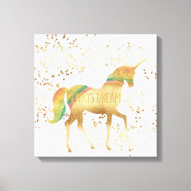 Toile Gold Rainbow Dream Unicorn (Recto)