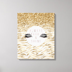 Toile Gold Zebra Imprimer des yeux brillants