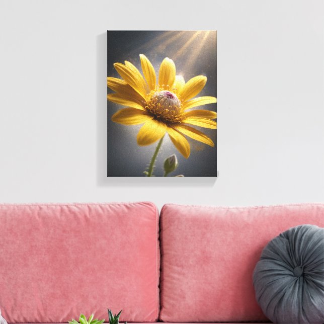 Toile Golden Bloom – Yellow Flower Macro Photography Art (Insitu(Salon))