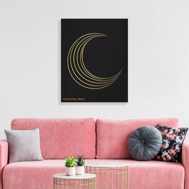 Toile Golden Crescent Moon Celestial Art Canvas Gift (Insitu(Salon))