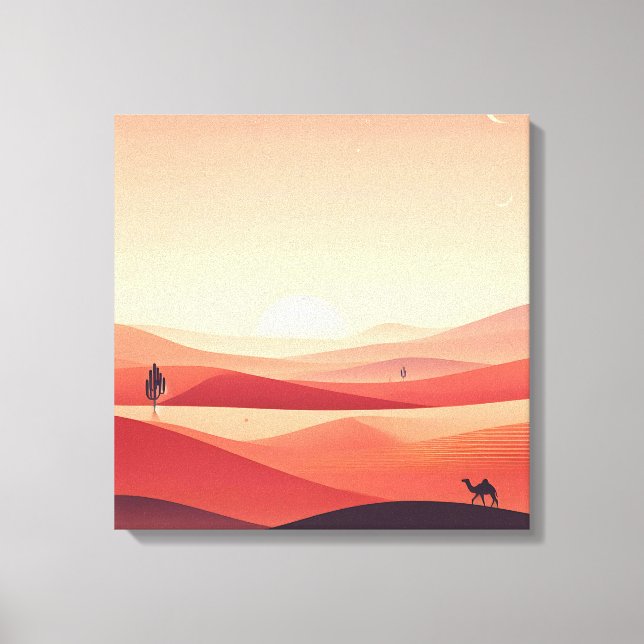 Toile Golden Desert Wall Art – Minimalist Sand Dunes  (Recto)